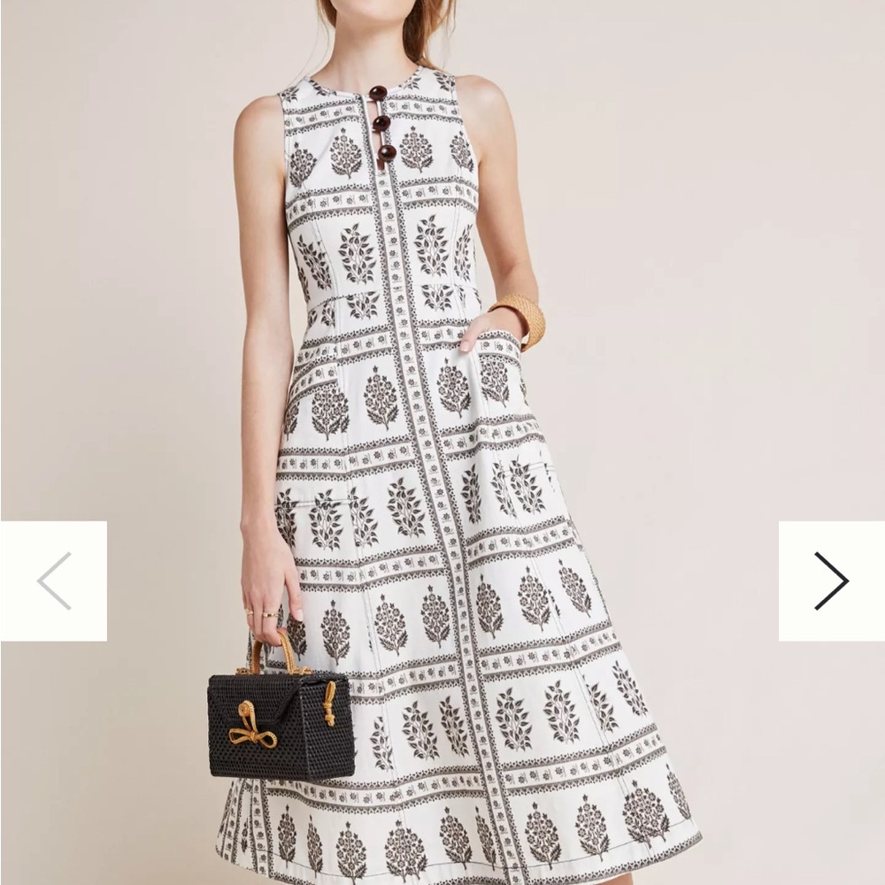 Anthropologie Brown and White Floral Dress - Picture 8 of 10